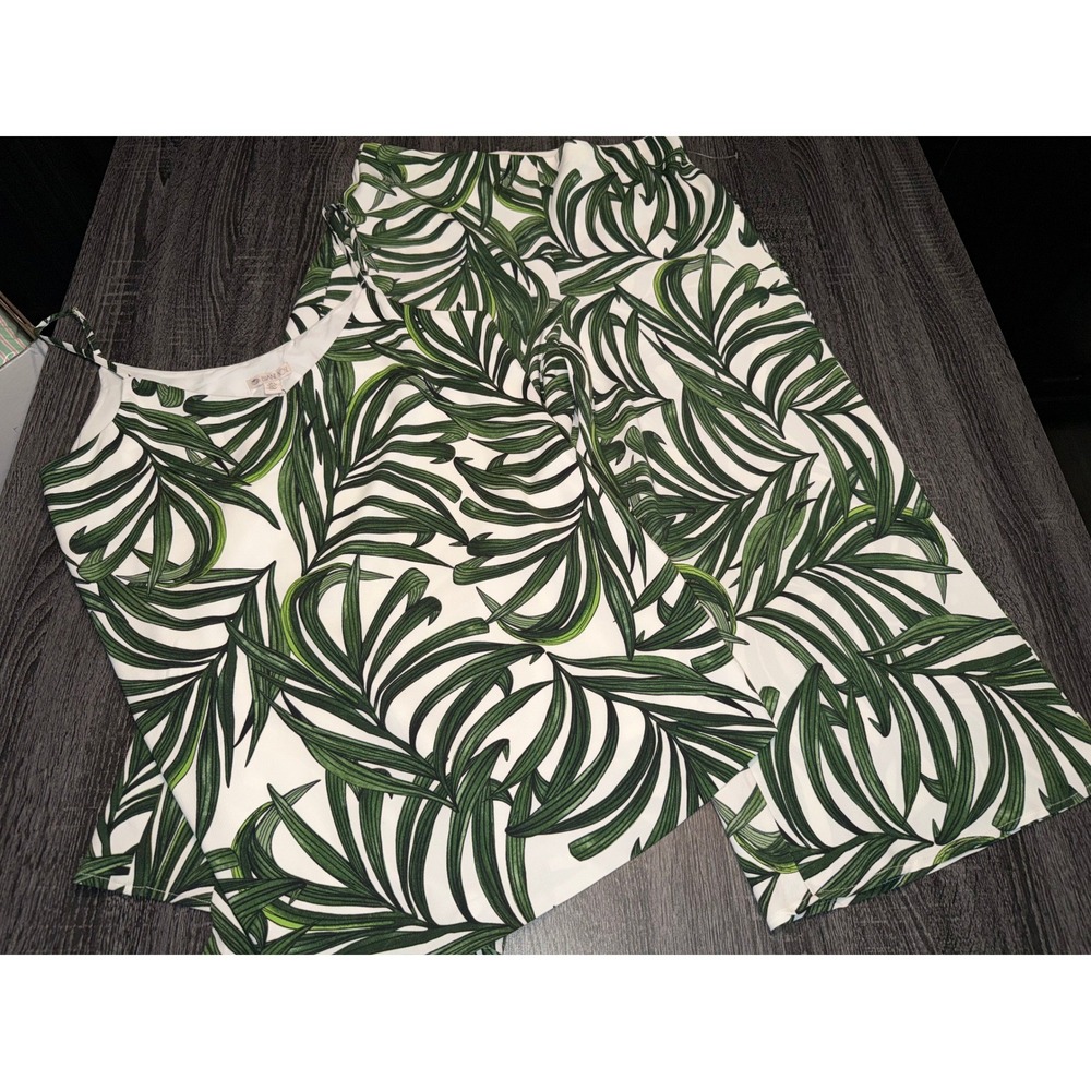 Eliane Rose NEW Tropical Palm Leaf Two Piece Set  Top‎ Skirt Resort Wear Size L - Picture 3 of 14